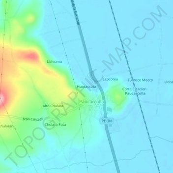 Huasaccata地形图、海拔、地势