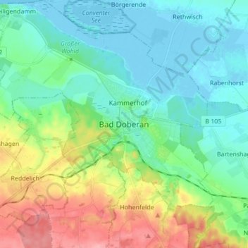 Bad Doberan地形图、海拔、地势