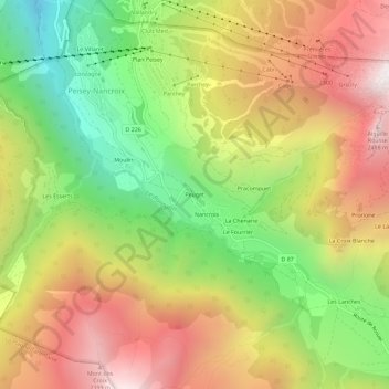 Peuget地形图、海拔、地势