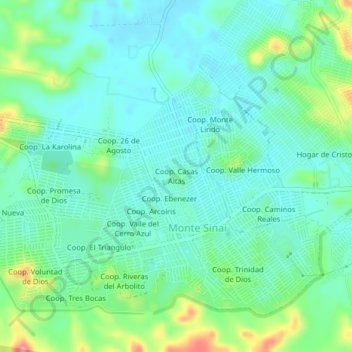 Coop. Casas Altas地形图、海拔、地势