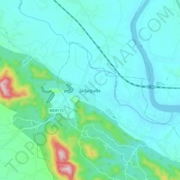 Jaduguda地形图、海拔、地势