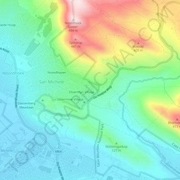 Noordhoek Manor地形图、海拔、地势