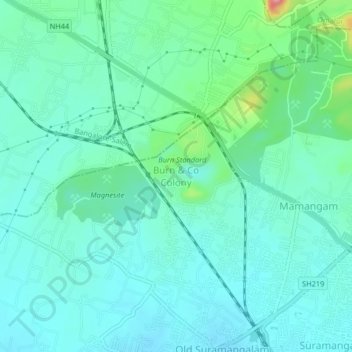 Burn & Co Colony地形图、海拔、地势