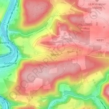 Mont地形图、海拔、地势