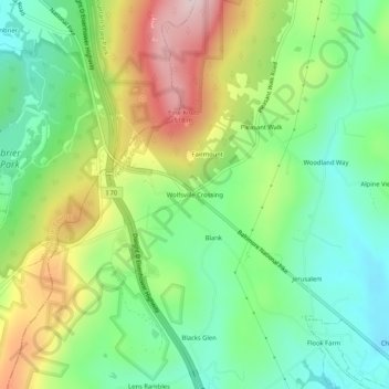 Wolfsville Crossing地形图、海拔、地势