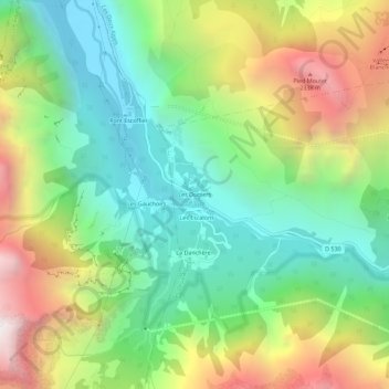 Les Ougiers地形图、海拔、地势