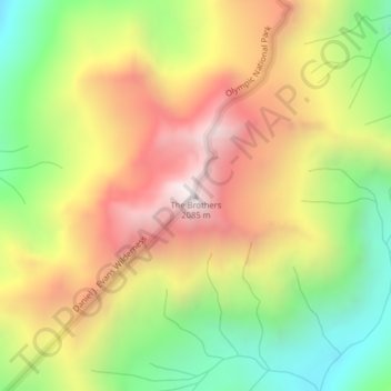 The Brothers地形图、海拔、地势