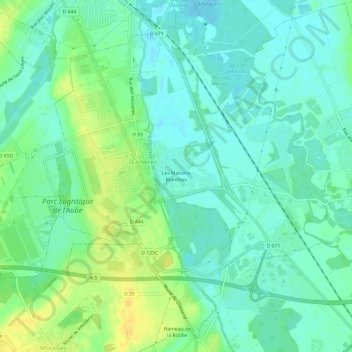 Les Maisons Blanches地形图、海拔、地势