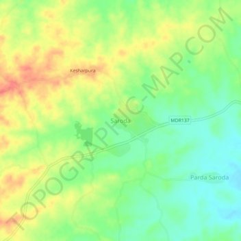 Saroda地形图、海拔、地势
