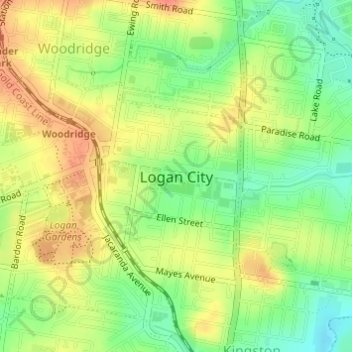Logan City地形图、海拔、地势