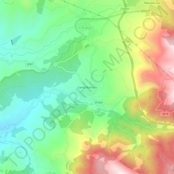 Santa Barbara地形图、海拔、地势
