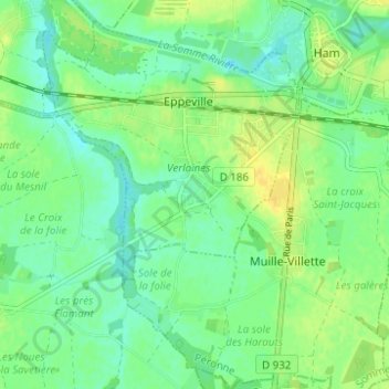 Verlaines地形图、海拔、地势