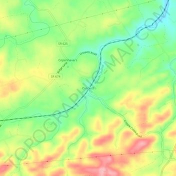Crockett地形图、海拔、地势
