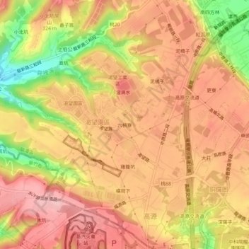 六槓寮地形图、海拔、地势
