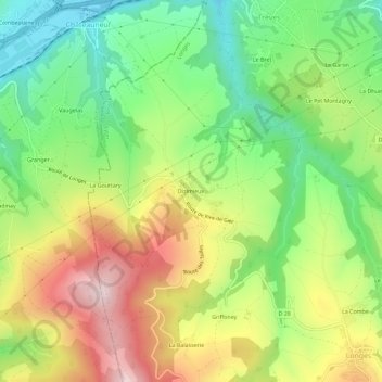 Dizimieux地形图、海拔、地势