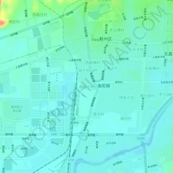 杨园子村地形图、海拔、地势