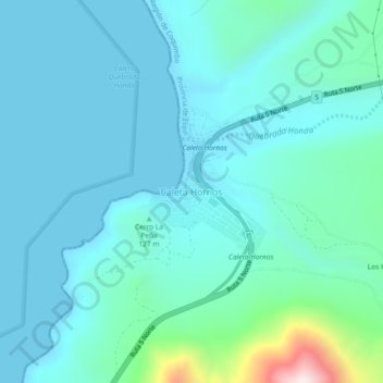 Caleta Hornos地形图、海拔、地势