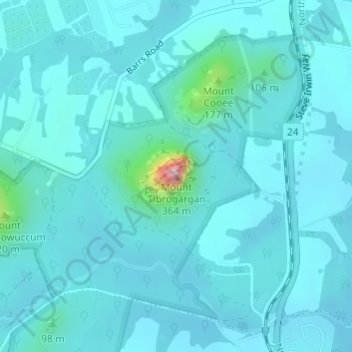 Mount Tibrogargan地形图、海拔、地势