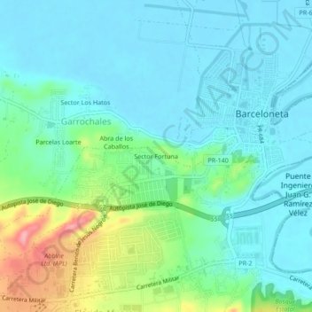 Sector Fortuna地形图、海拔、地势