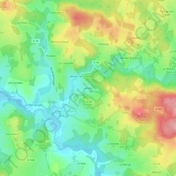 Lardiller地形图、海拔、地势