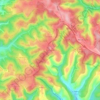 Montcoutié地形图、海拔、地势