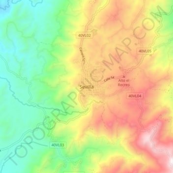 Sevilla地形图、海拔、地势