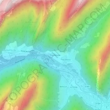 Thuy Dessous地形图、海拔、地势