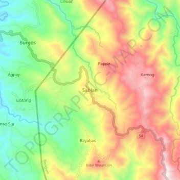 Sablan地形图、海拔、地势