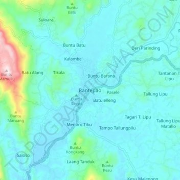Rantepao地形图、海拔、地势