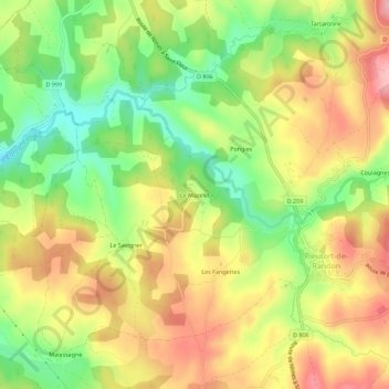 Le Mazelet地形图、海拔、地势