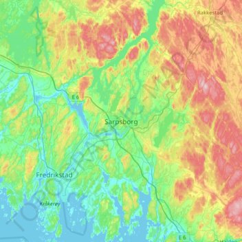 Sarpsborg地形图、海拔、地势