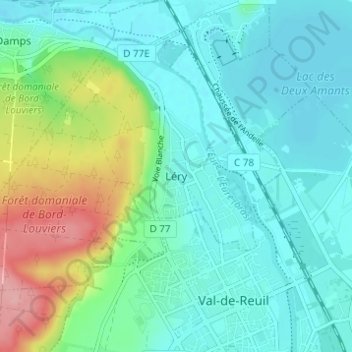 Léry地形图、海拔、地势