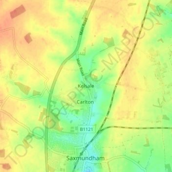 Kelsale地形图、海拔、地势
