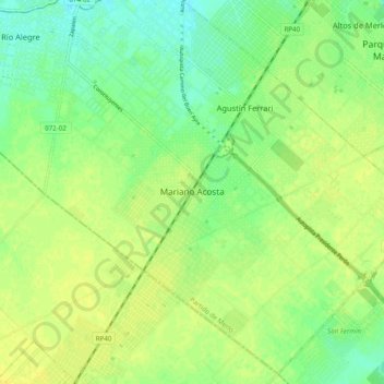 Mariano Acosta地形图、海拔、地势