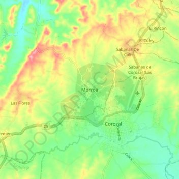 Morroa地形图、海拔、地势