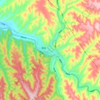 蒲城镇地形图、海拔、地势