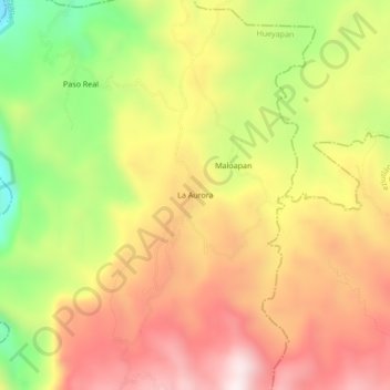 La Aurora地形图、海拔、地势