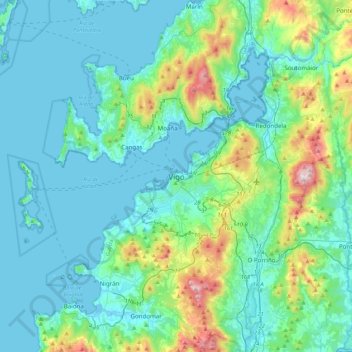 Vigo地形图、海拔、地势