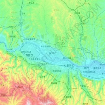 安宁区地形图、海拔、地势