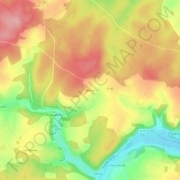 Roussy地形图、海拔、地势