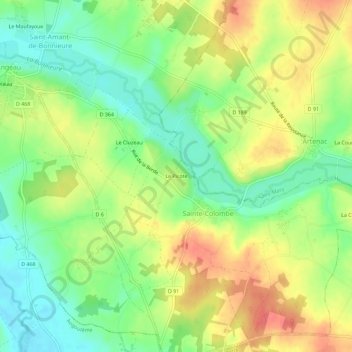 Le Picote地形图、海拔、地势