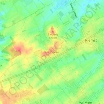 Herderen地形图、海拔、地势