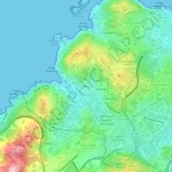 Bens地形图、海拔、地势