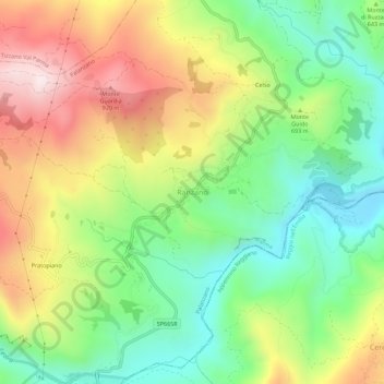 Ranzano地形图、海拔、地势