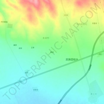 杨支地形图、海拔、地势
