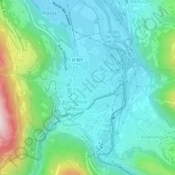 Nestalas地形图、海拔、地势
