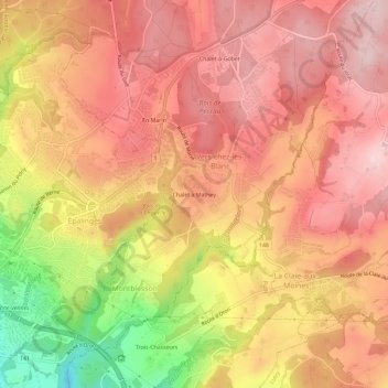 Chalet à Mathey地形图、海拔、地势