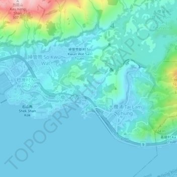 小欖村地形图、海拔、地势