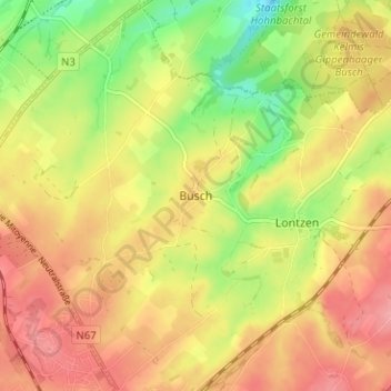Busch地形图、海拔、地势