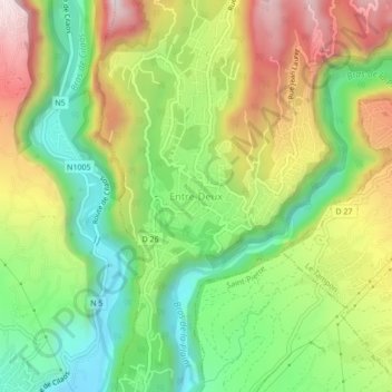 Entre Deux地形图、海拔、地势